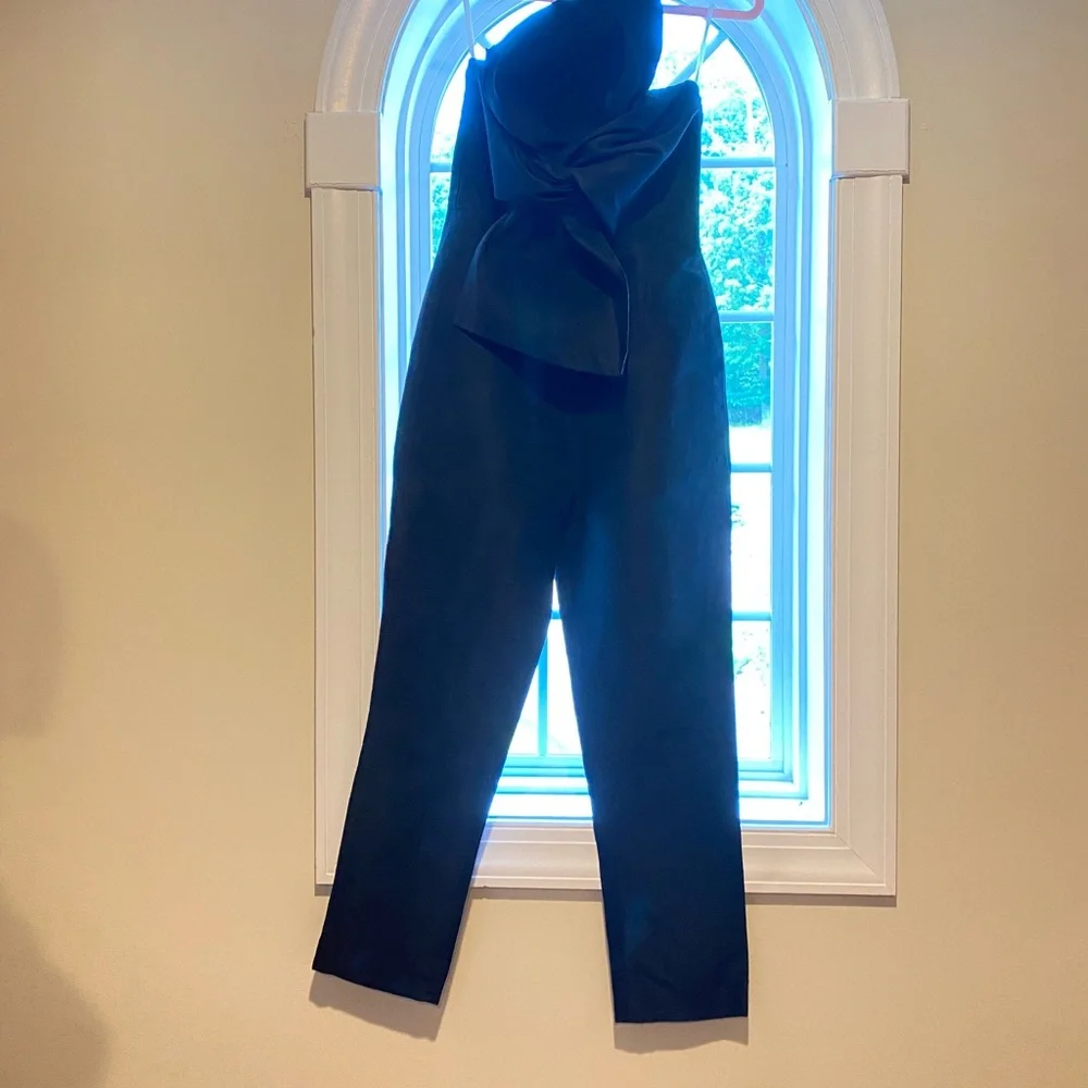 Alexia Maria Silk Faille Twisted Bow Jumpsuit. Size 4. Retail $706 - Picture 5 of 12